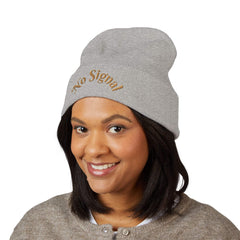 Embroidered winter knitted hat with with personalized signature style